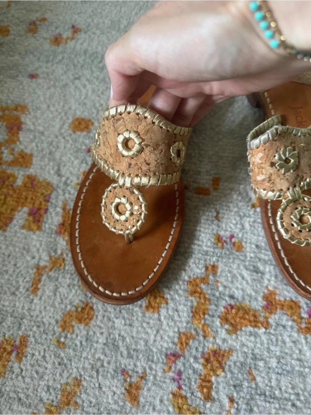 Jack Rogers Cork & Gold Sandals
